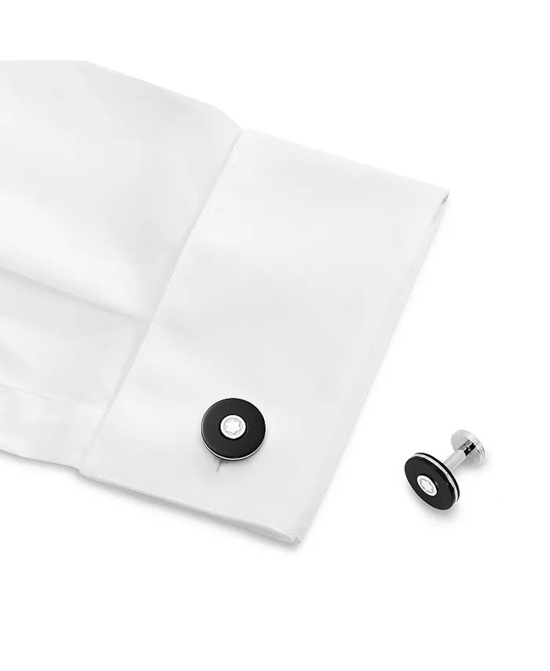 Mens Pix Stainless Steel & Black Resin Cuff Links