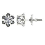 [14K, 0.55 Ct ]White Gold Six Prong Solitaire Lab Grown Round Diamond Studs