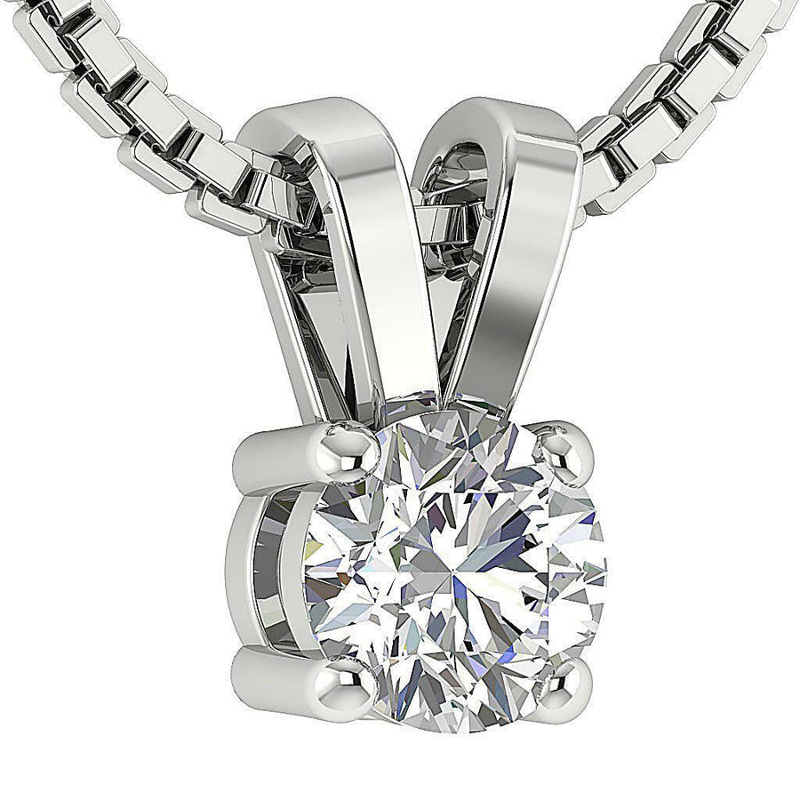 Solitaire Pendant Necklace I1 G 0.25Ct Natural Diamond Prong Set 14K Yellow Gold