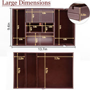 Valet Tray 2 Layers Nightstand Leather Jewelry Box Organizer