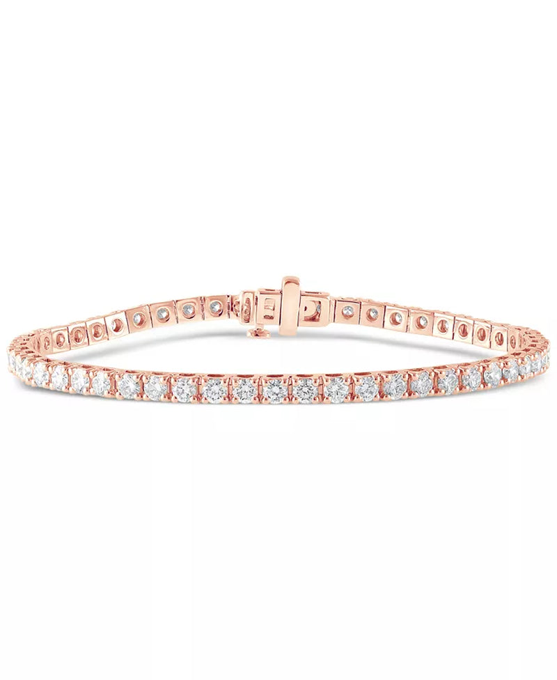 [14K, 5 Ct. T.W.] White/Yellow or Rose Gold Lab Grown Diamond Tennis Bracelet