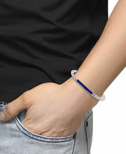 Sterling Silver Men's Lapis Lazuli Bar Curb Link Bracelet