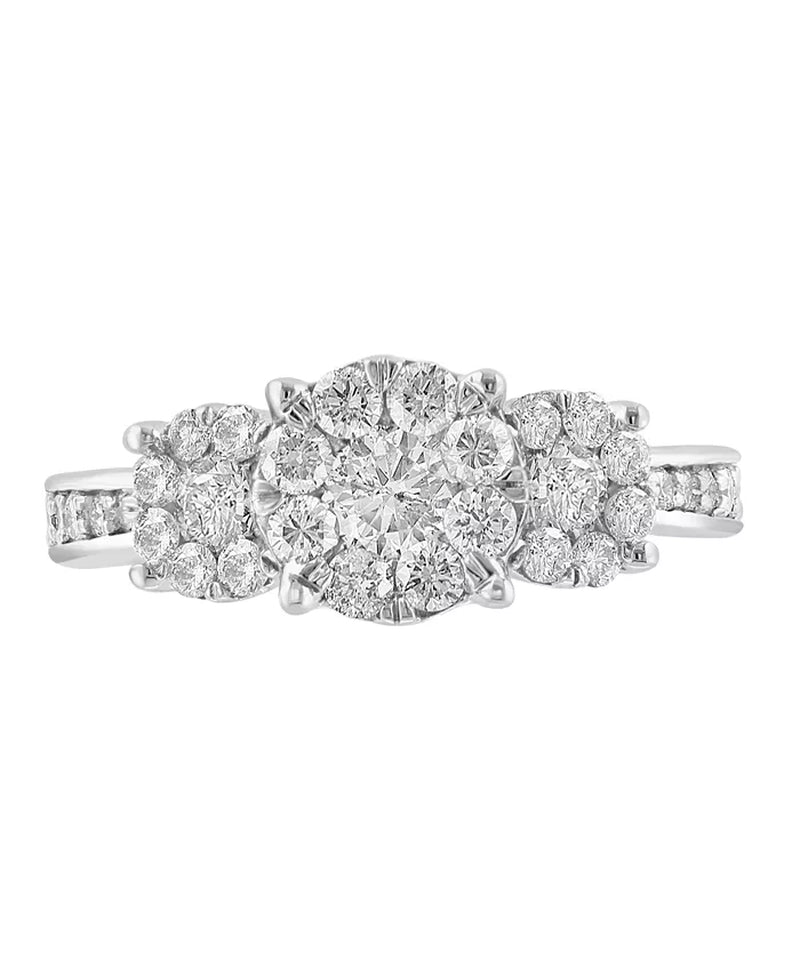 [14K, 1-1/2 Ct. T.W.] White Gold Diamond Trio Cluster Ring