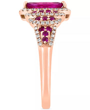 [14K] Rose Gold  Ruby (7/8 Ct. T.W.) & Diamond (7/8 Ct. T.W.) Marquise Halo Statement Ring