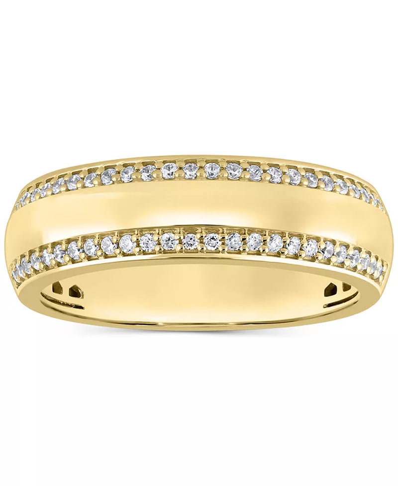 [10K, 1/3 Ct. T.W.] Gold Men's Diamond Double Row Band