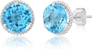 Roped Halo Gemstone round Stud Earrings