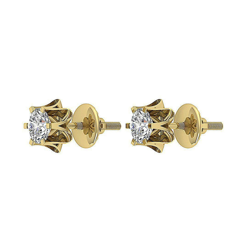 [14K, 0.30 Ct] Solitaire Studs Natural Diamond With Six Prong