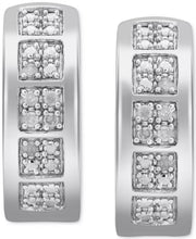 Men'S Diamond Small Huggie Hoop Earrings (1/20 Ct. T.W.) in Sterling Silver, 0.62"