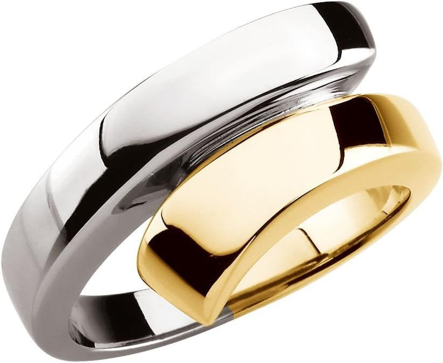 [14K] Yellow & White Two Tone Gold Bypass Ring