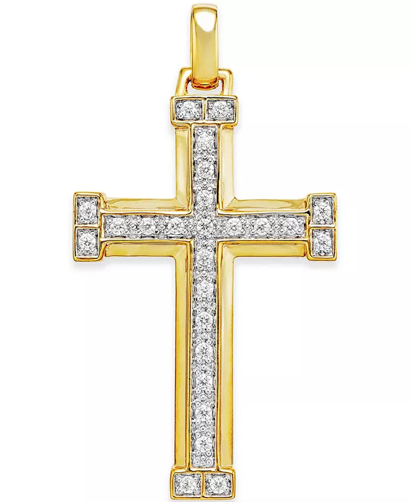 [10K, 3/8 Ct. T.W.] Gold Diamond Cross Pendant