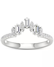 [14K, 1/3 Ct. T.W.] White Gold Diamond Baguette & Round Band