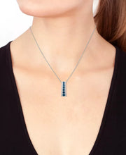[14K] White Gold  Blue Diamond (3/8 Ct. T.W.) & White Diamond (1/6 Ct. T.W.) Pendant