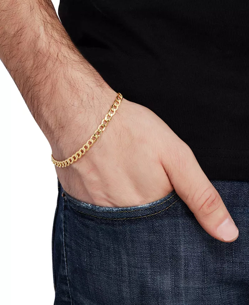 [10K] Gold Beveled Curb Link Chain Bracelet