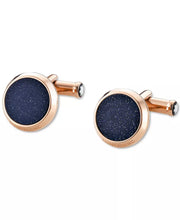 Rose Gold PVD & Blue Stone Cuff Links