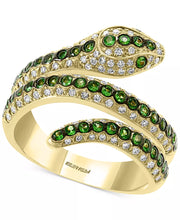 [14K] Gold Tsavorite (1/2 Ct. T.W.) & Diamond (3/8 Ct. T.W.) Snake Ring