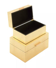 Cosmopolitan Set of 2 Gold Wood Glam Box, 11", 13"