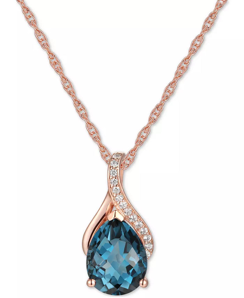 [14K] Rose Gold Amethyst (1-1/2 Ct. T.W.) & Diamond (1/20 Ct. T.W.) 18" Pendant Necklace