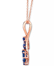 [14K] Rose Gold Blueberry Sapphire (1-1/2 Ct. T.W.) & Nude Diamond (1/10 Ct. T.W.) Flower Necklace