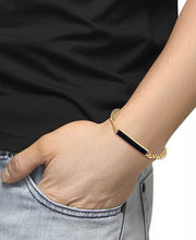 [14K] Gold-Plated Sterling Silver Mens Onyx Plate Link Bracelet