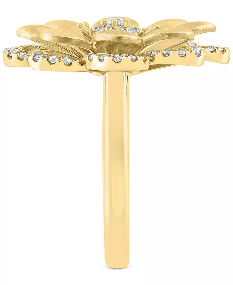 [14K, 5/8 Ct. T.W.] Gold Diamond Flower Statement Ring