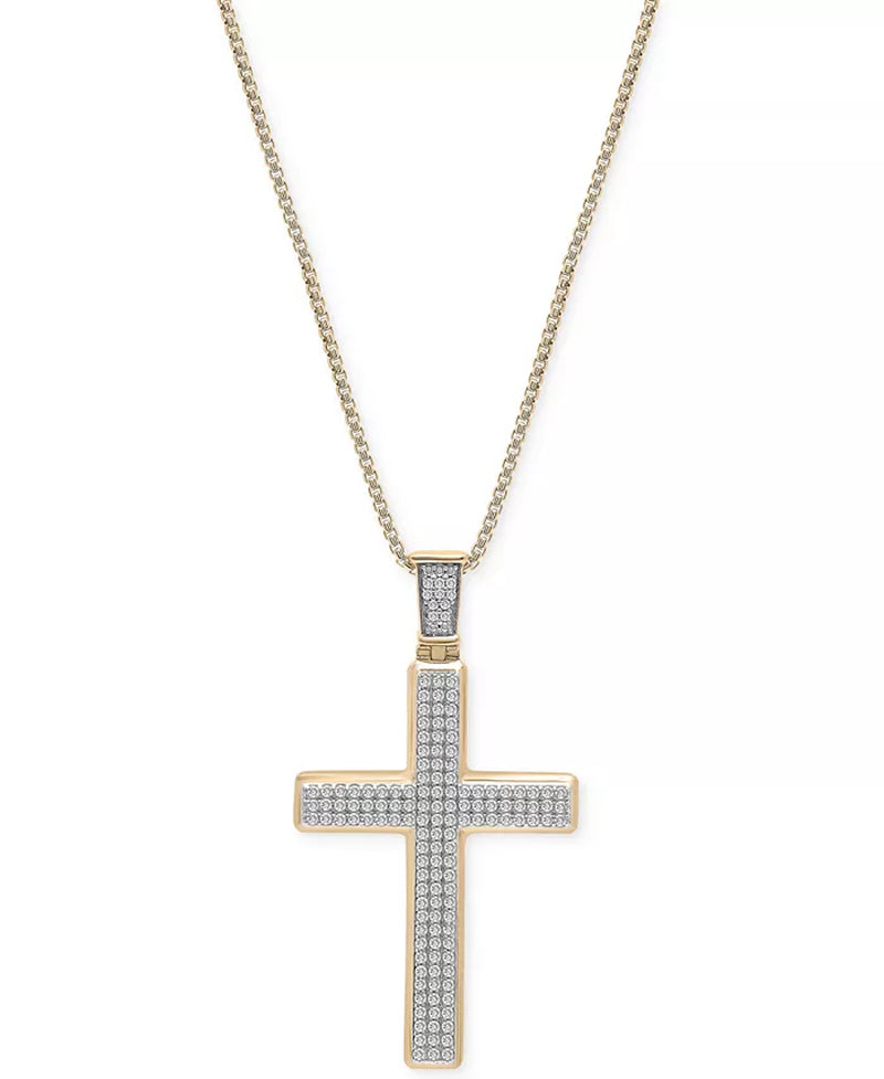 Men'S Diamond Cross 22" Pendant Necklace (1 Ct. T.W.)