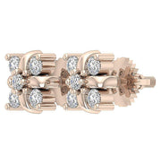 [14K, 0.30 Ct] White Yellow Rose Gold Designer Round Diamonds Studs Earrings