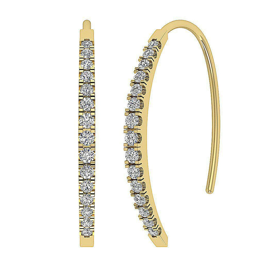 [14K, 0.40 Carat] Gold Open Hoops Earrings With Natural Diamonds