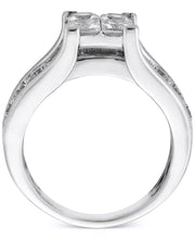 [14K, 4 Ct. T.W.] White Gold  Diamond Princess & round 3-Pc Bridal Set