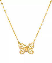 [10K] Gold Butterfly Openwork Pendant Necklace