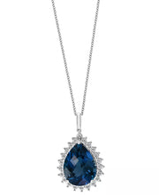 [14K] White Gold London Blue Topaz (12-7/8 Ct. T.W.) & Diamond (1/5 Ct. T.W.) Pendant