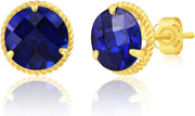 Roped Halo Gemstone round Stud Earrings