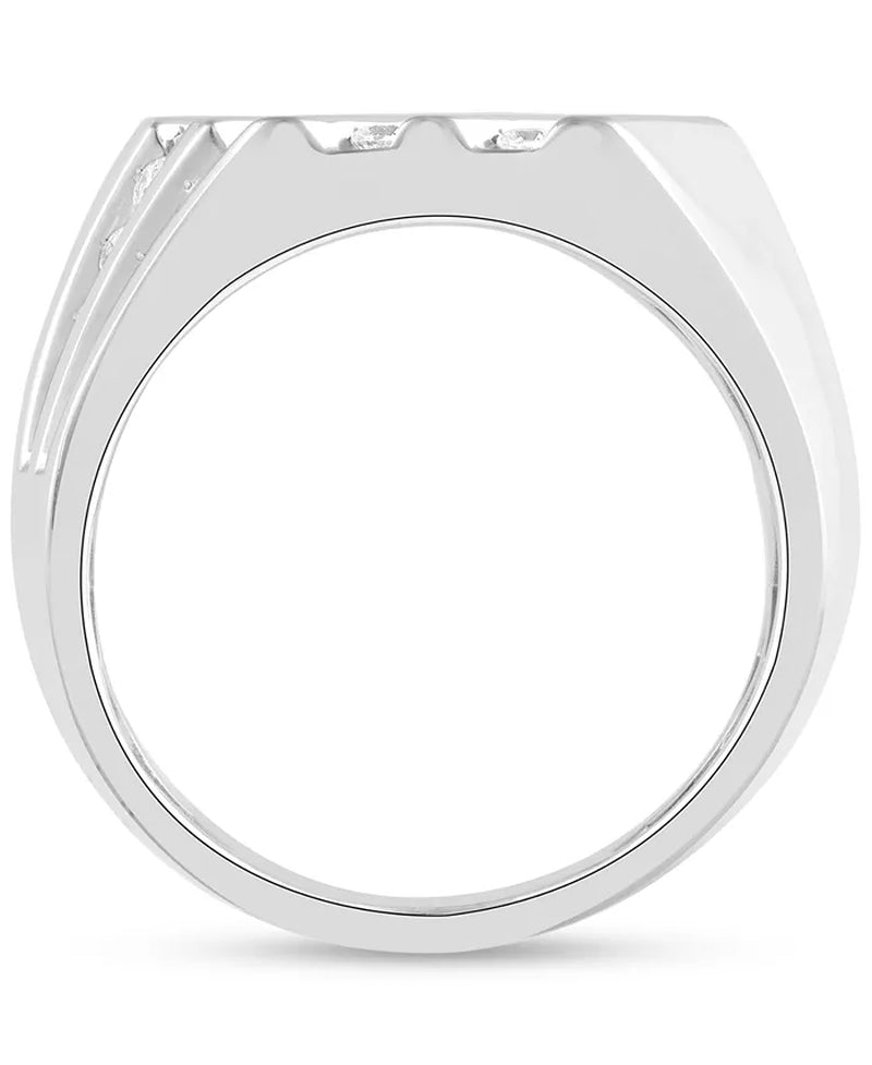 [10K, 1 Ct. T.W.] White Gold  Diamond Diagonal Channel-Set Ring