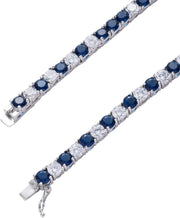 [14K, 5Mm] Gold  Tennis Chain Necklace Blue & White Moissanite Choker Necklace