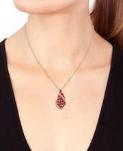 [14K] Gold  Ruby (3-1/4 Ct. T.W.) & Diamond (1/6 Ct. T.W.) Swirl 18" Necklace