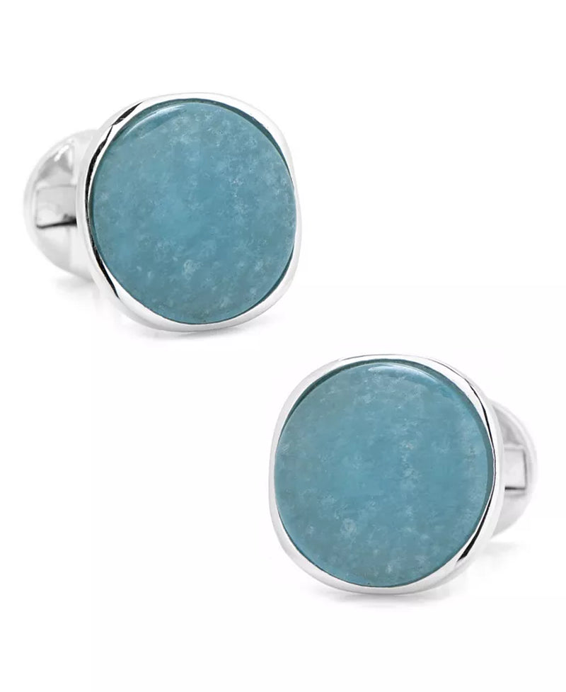 Sterling Classic Formal Aquamarine Jade Cufflinks