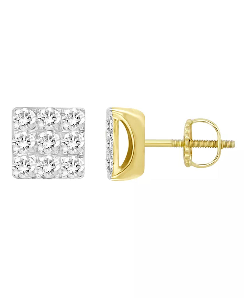 [10K, 1/4 Ct. T.W.] Yellow Gold Mens Diamond Earring Set