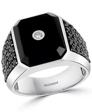 EFFY® Men'S Onyx, Black Spinel & Diamond (1/20 Ct. T.W.) Ring in Sterling Silver