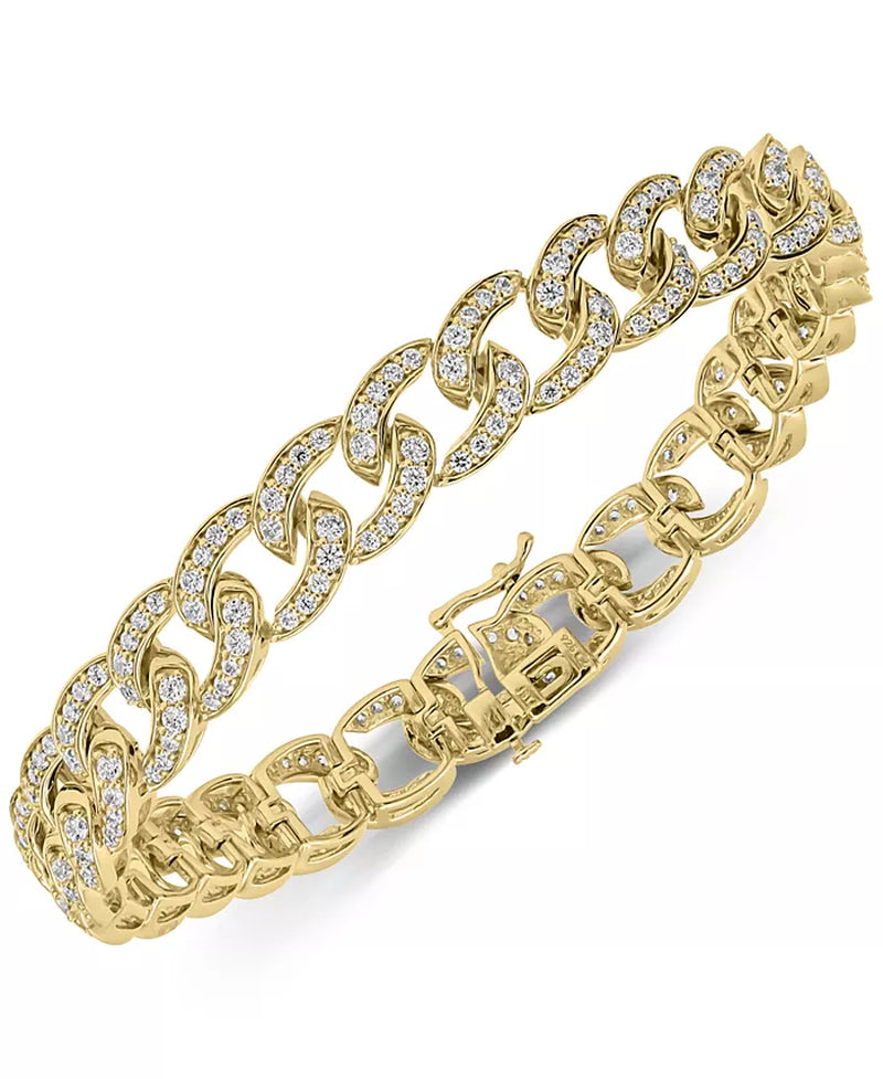 [10K, 6 Ct. T.W.] Gold Mens' Diamond Curb Link Bracelet