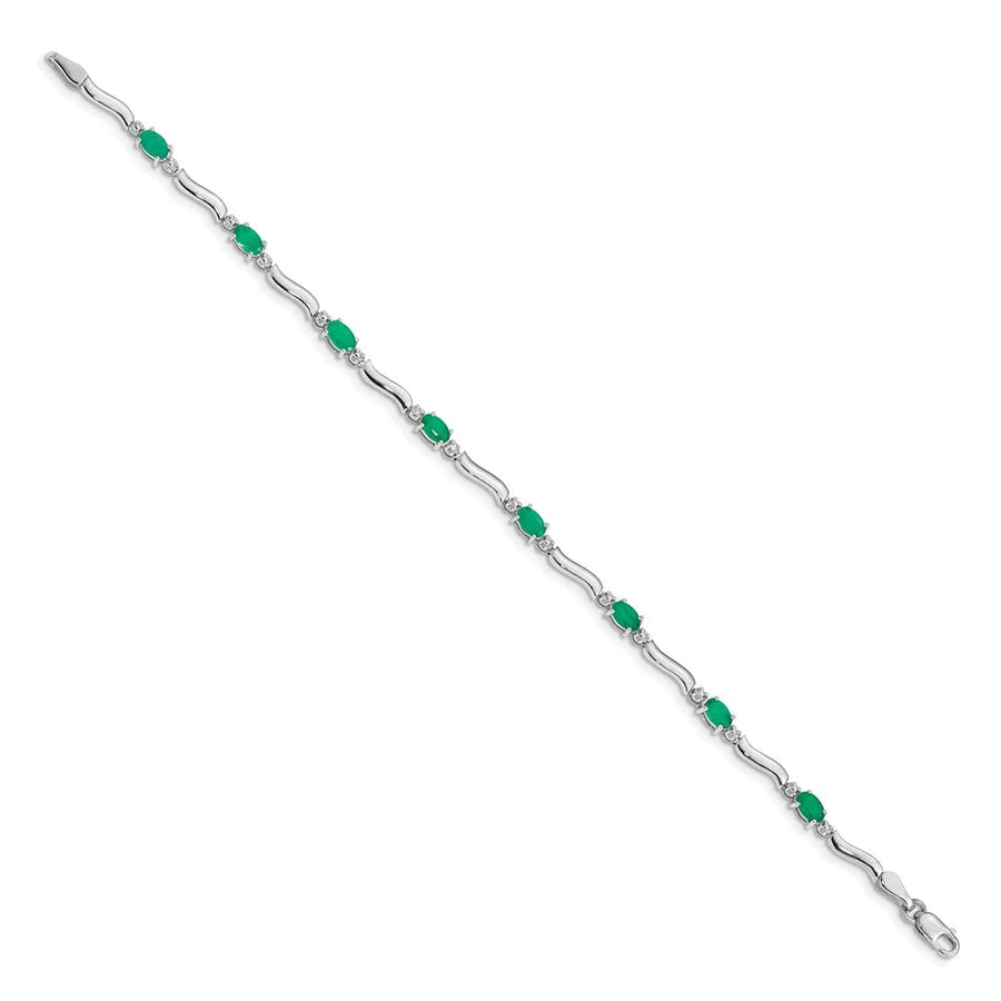 14 Karat White Gold Diamond and Emerald Bracelet