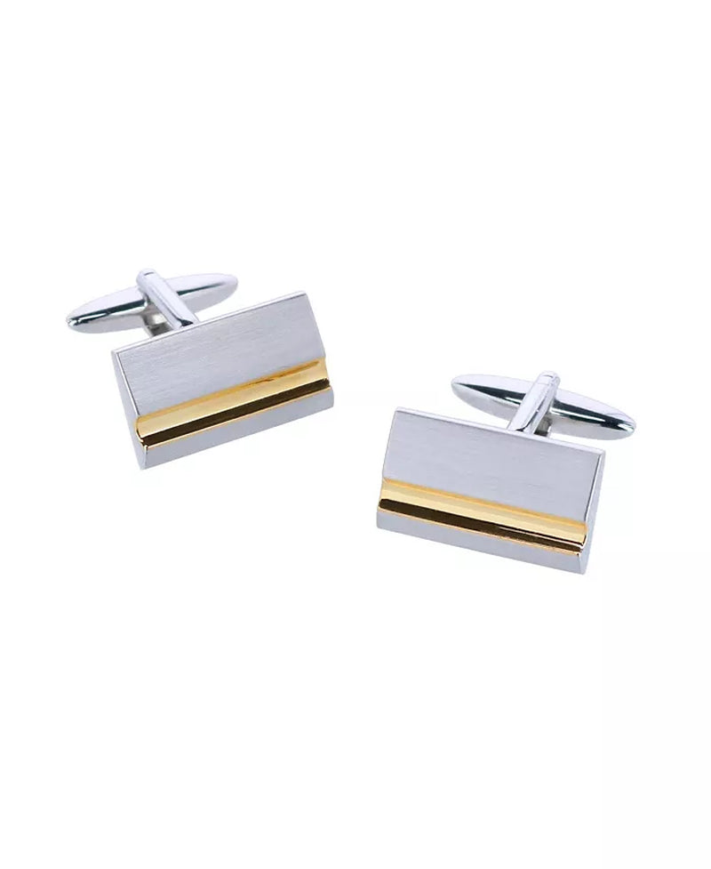 Classic Stately Shiny Gold and Brushed Rhodium Cufflinks