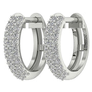 [14K. 1/2 Ct] White / Yellow / Rose Gold Hoops Natural Diamond Pave Earring