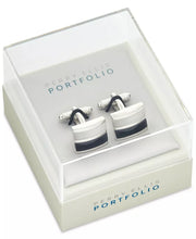 Perry Ellis Silver & Black Stripe Cufflinks