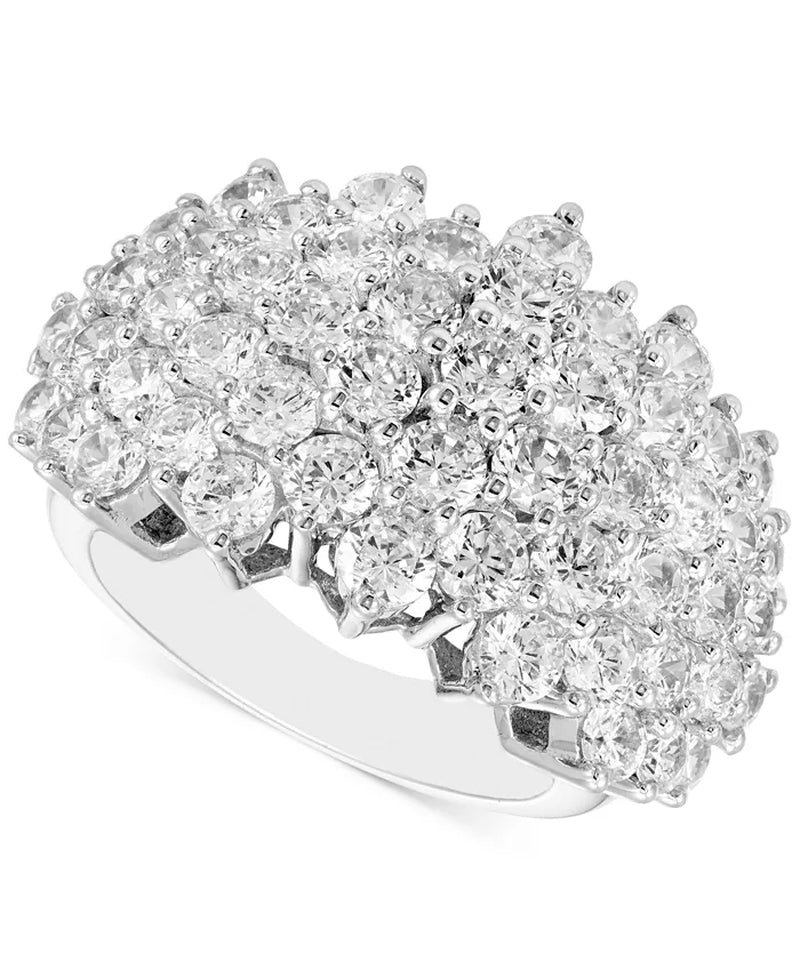 [14K, 5 Ct. T.W.] White Gold Diamond Cluster Statement Ring