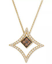 [14K, 1/3 Ct. T.W.] Gold Nude Diamond & Chocolate Diamond (1/5 Ct. T.W.) Geometric Necklace