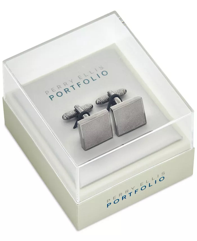 Perry Ellis Silver Grid Cufflinks