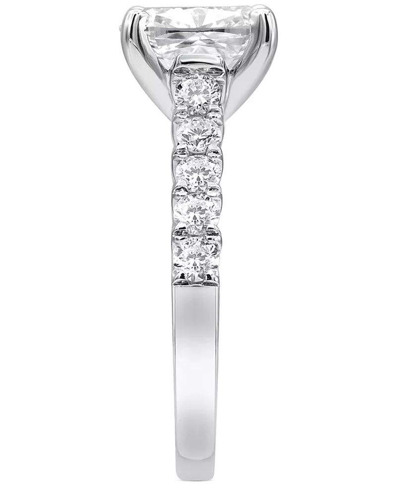 [14K, 4-3/4 Ct. T.W.] White Gold Certified Lab Grown Diamond Cushion Cut Engagement Ring