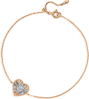 [18K] White & Rose Solid Gold Diamond Heart-Shaped Bracelet