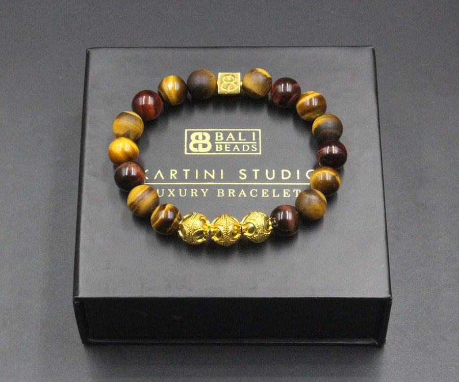 Mixed Tiger'S Eye Bracelet, Men'S Tiger'S Eye and Gold Bracelet, Men'S Designer Bracelet