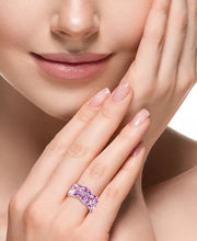 [14K] Rose Gold  Amethyst (7/8 Ct. T.W.) & Pink Amethyst (4 Ct. T.W.) Heart & Baguette Cluster Ring