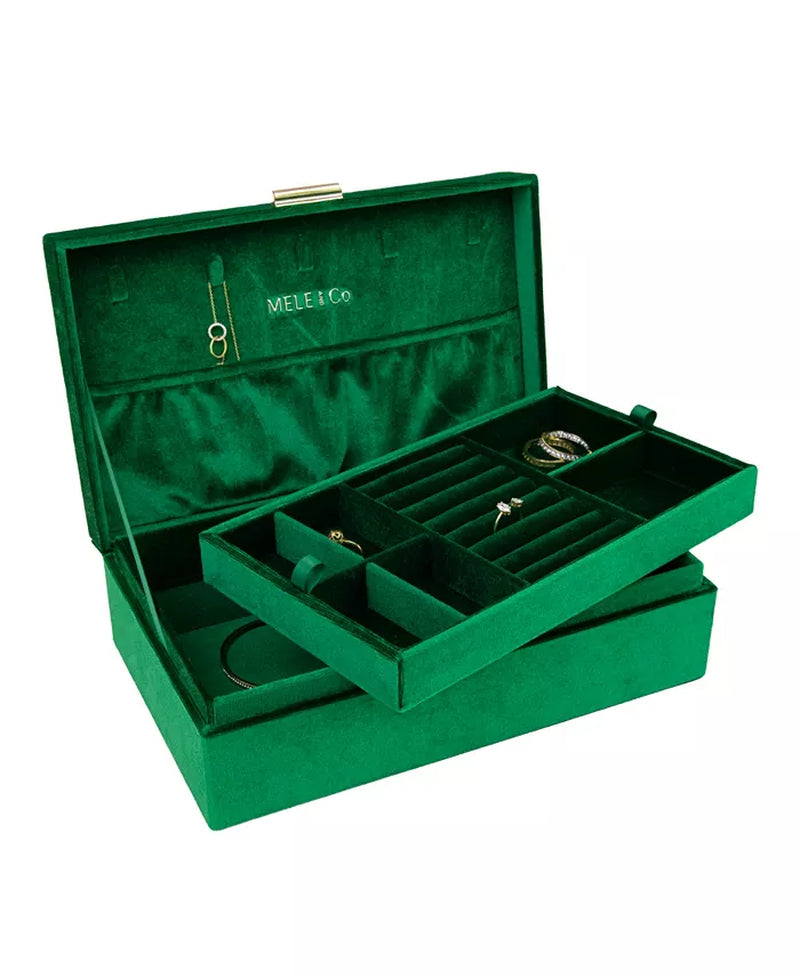 Emerald Jewel Elegant Velvet Jewelry Case